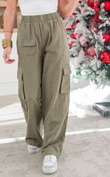 Olive Mineral Washed Cargo Pants