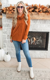 Light Camel Time to Relax Pullover Knit Top