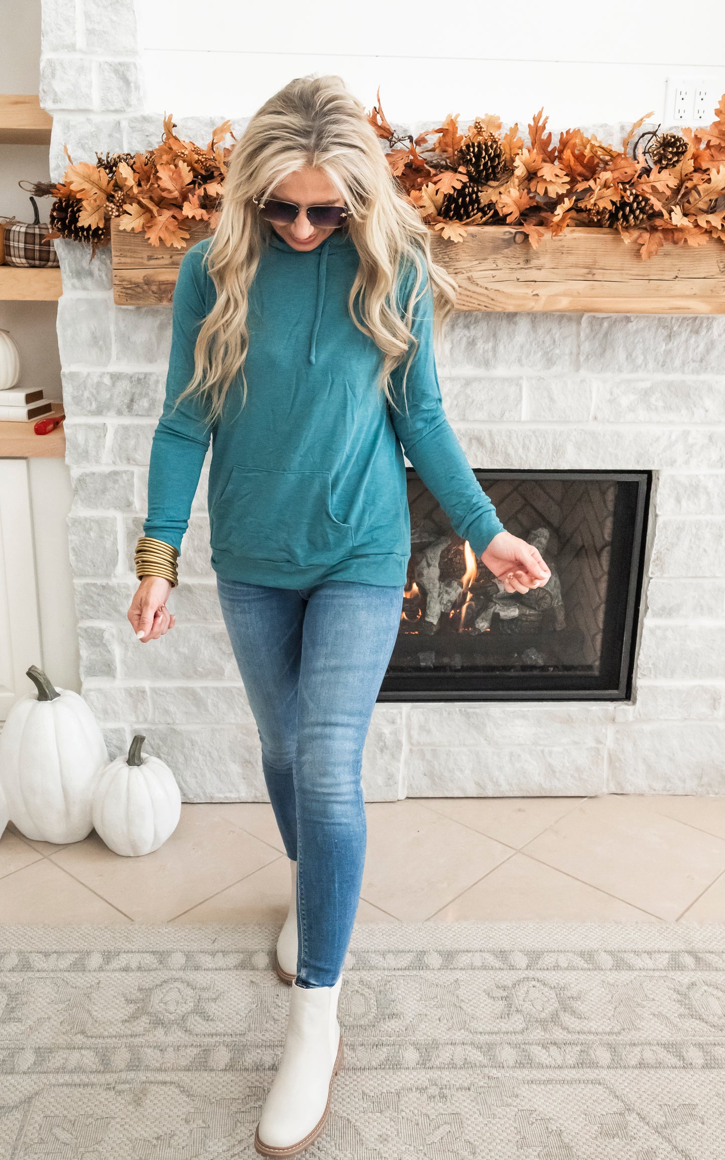 Back to Basics Knit Hoodie - Teal