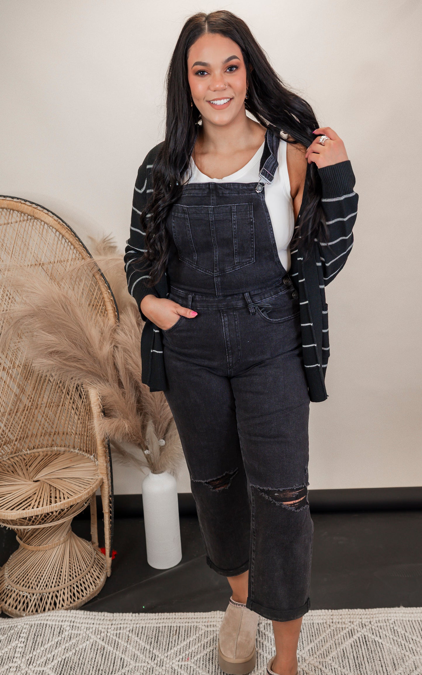 Stretch Boyfriend Denim Overalls | MICA