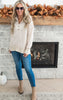 Oversized Drop Shoulder Half Button Knit Hoodie - Oatmeal