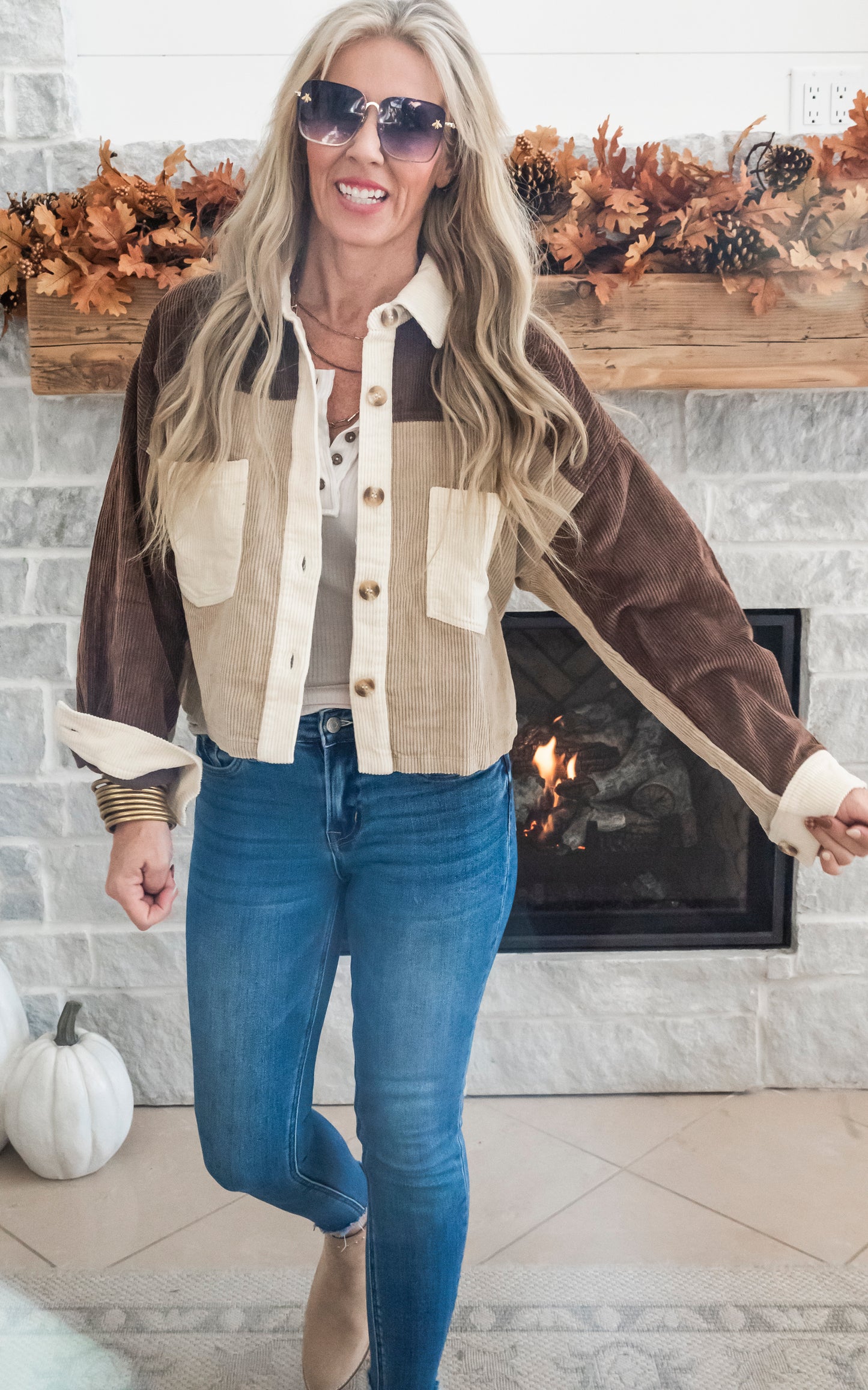 Favorite Fall Forecast Corduroy Cropped Jacket - Mocha