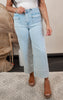 High Rise Cropped Wide Leg w/ Patch Pocket Denim Jean | MICA