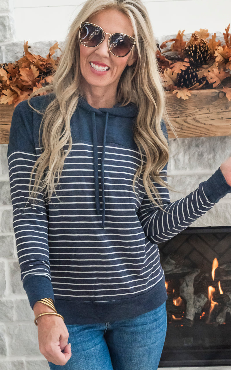 Just Chillin' Striped Colorblock Hoodie