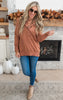 Oversized Drop Shoulder Half Button Knit Hoodie - Mocha Latte