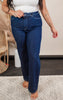 Indigo Dye Blue High Rise Straight Denim Jean | MICA