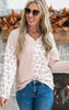 Corded Sweater Knit Leopard Play Top - Taupe