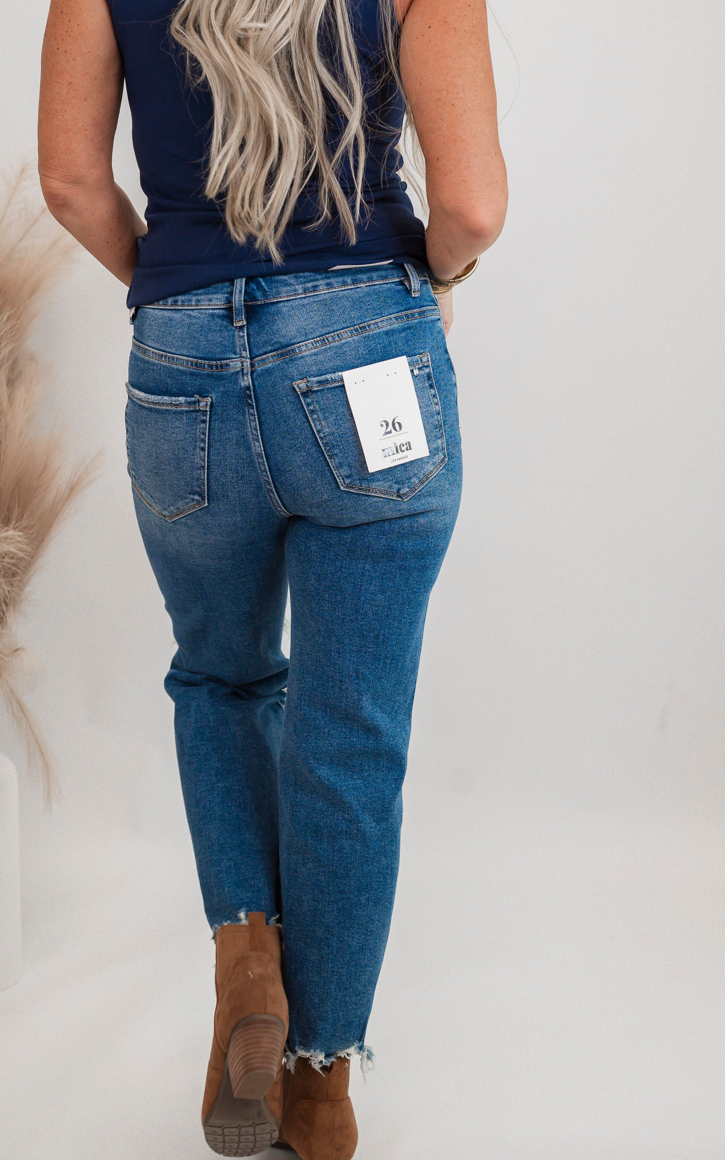 Mica Millenium Blue 90's Vintage Crop Flare Denim Jeans