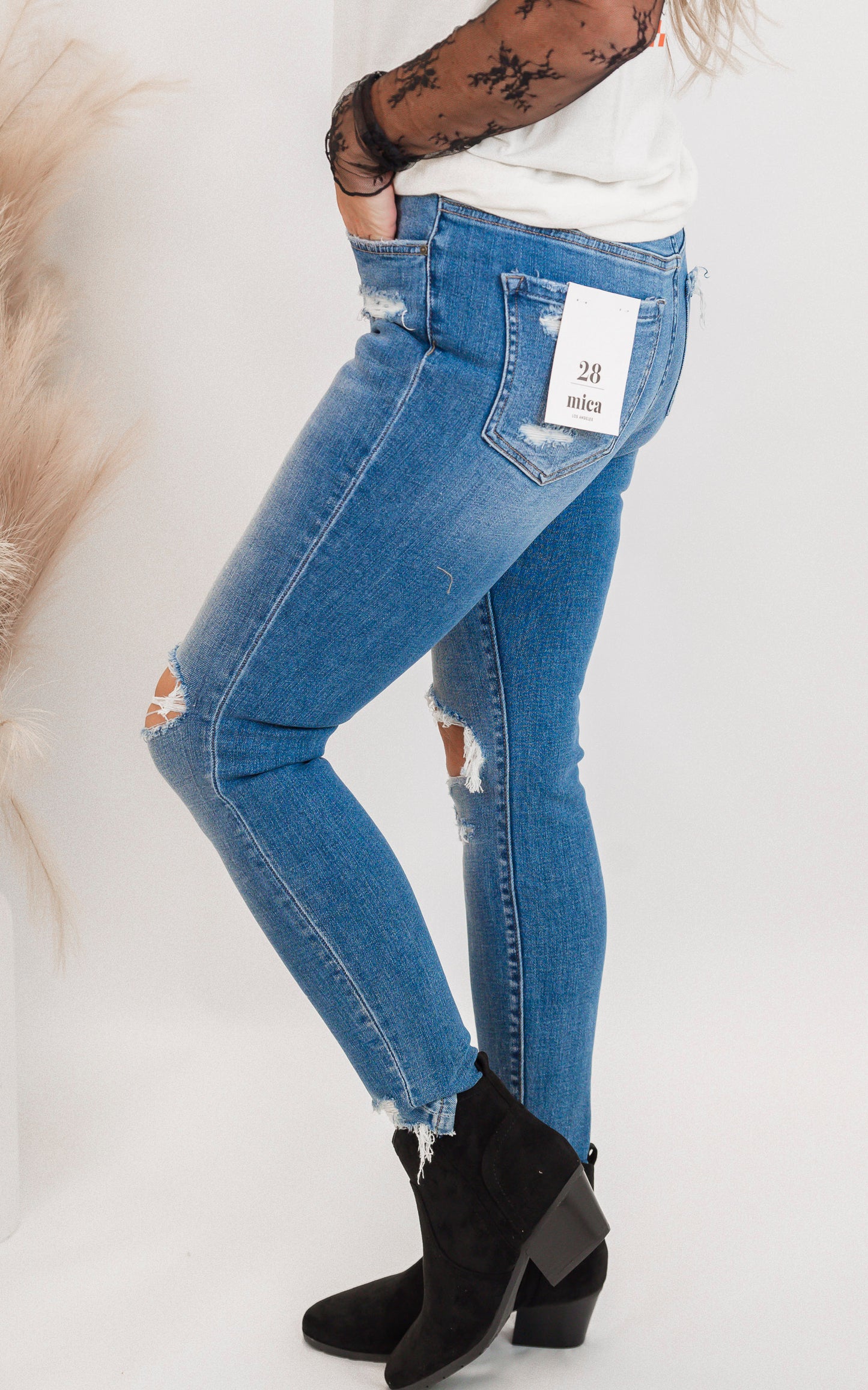 Mid Rise Crop Denim Skinny Jeans | Mica