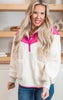 Cream Sherpa Jacket w/ a Pop of Fuchsia