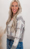 Heather Grey Plaid V-Neck Sweater