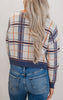 Denim Plaid V-Neck Sweater