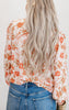 Floral Print Long Sleeve Mock Neck Blouse Top