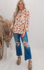 Floral Print Long Sleeve Mock Neck Blouse Top