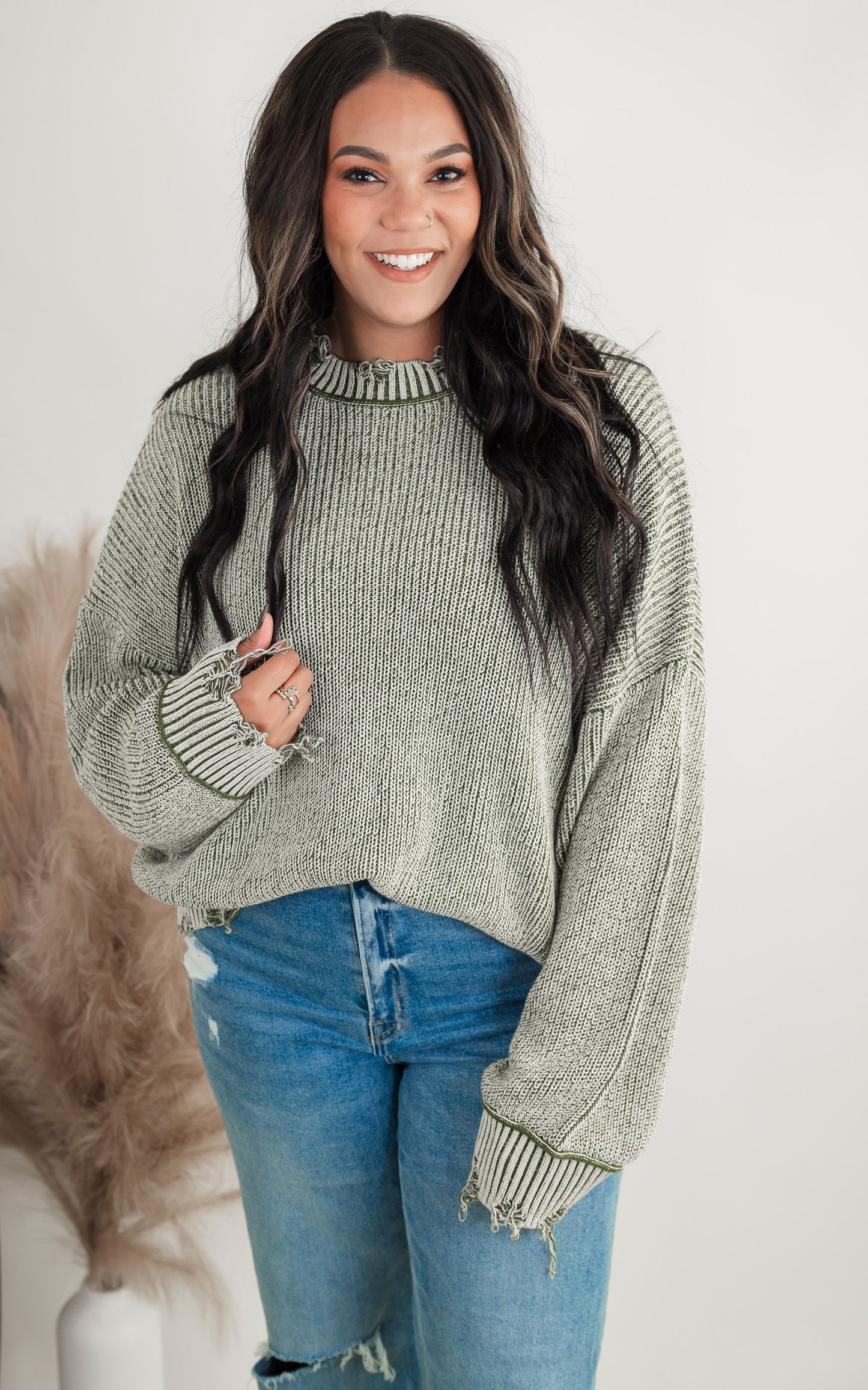 Vintage Washed Oversized Distressed Sweater | POL