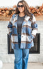 Earthy Blue Plaid Oversized Blazer