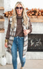 Leave Them Speechless Wool Plaid Long Vest - Brown - Final Sale