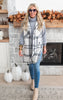 Leave Them Speechless Wool Plaid Long Vest - Grey