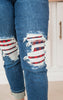 Mid Rise Buffalo Plaid Destroy Patches Boyfriend Cuff Denim Jeans | Judy Blue** - Final Sale