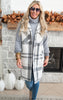 Leave Them Speechless Wool Plaid Long Vest - Grey