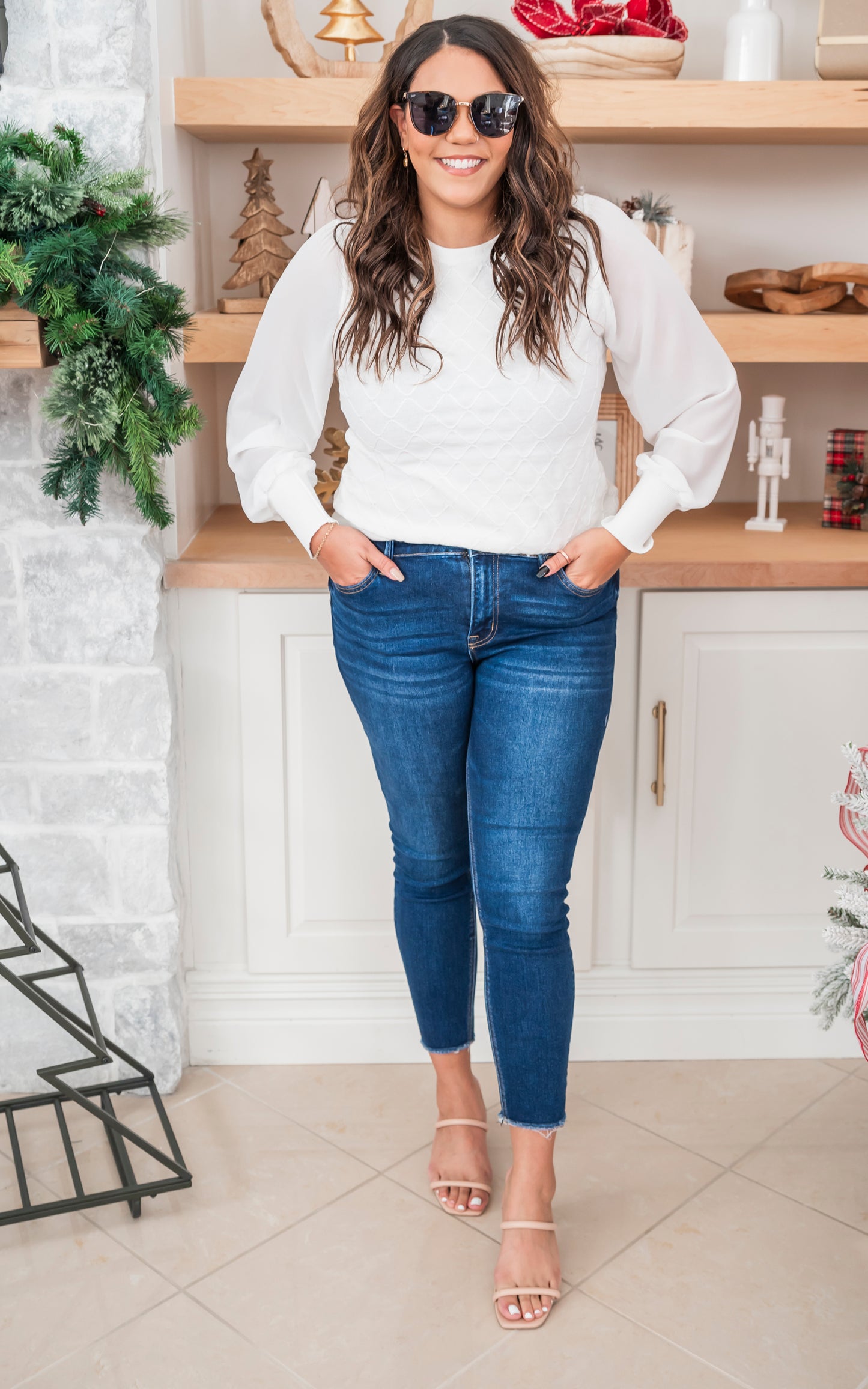 Dreamy White Bubble Sleeve Top