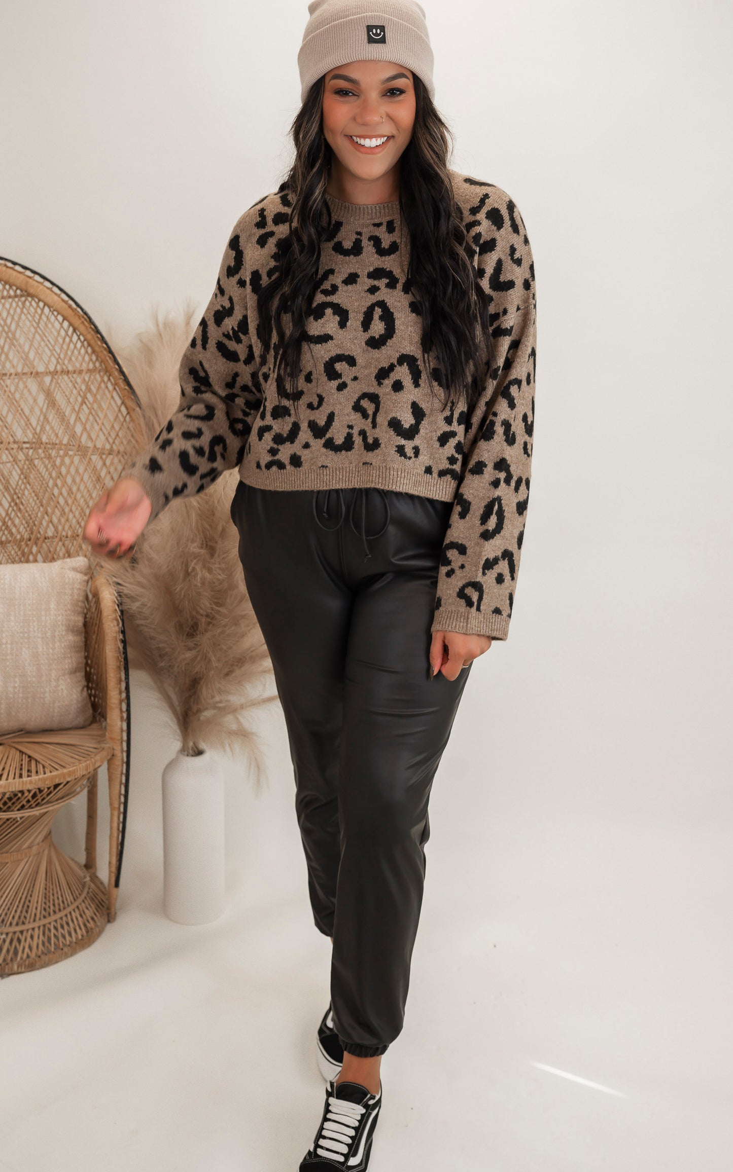 Leopard Cropped Sweater