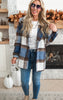 Earthy Blue Plaid Oversized Blazer