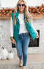 Zip Up Button Puffer Vest with Waist Toggles - Green