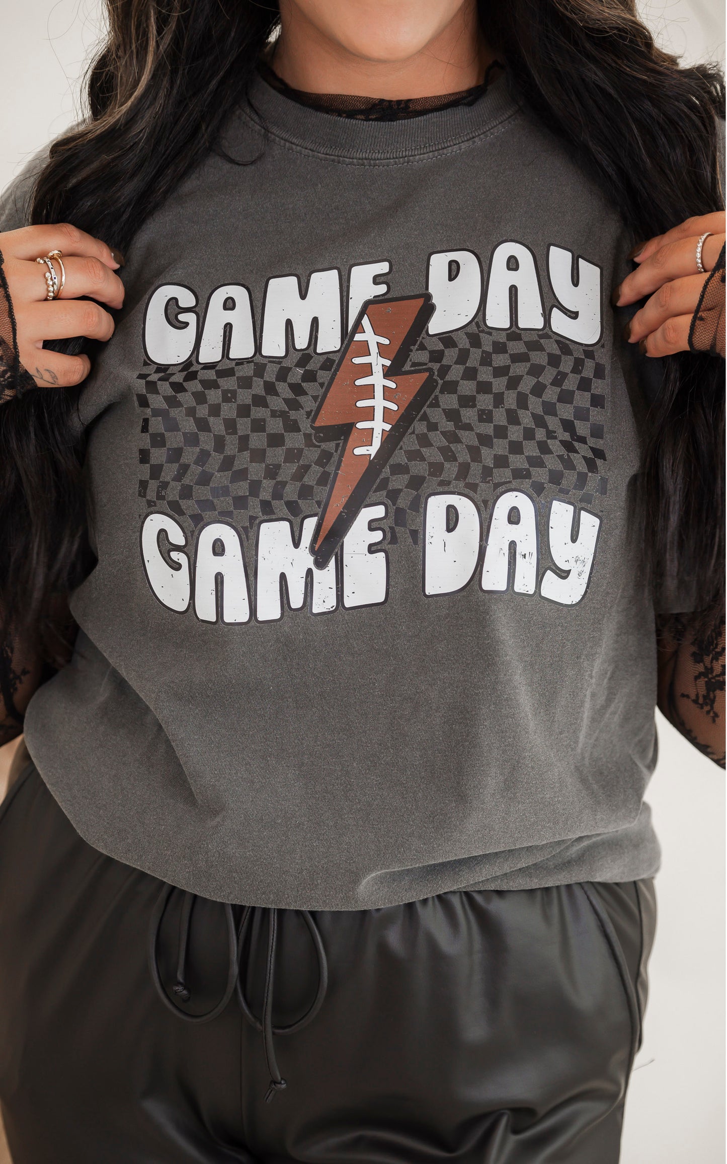 Lightning Football Game Day Garment Dyed Graphic T-shirt