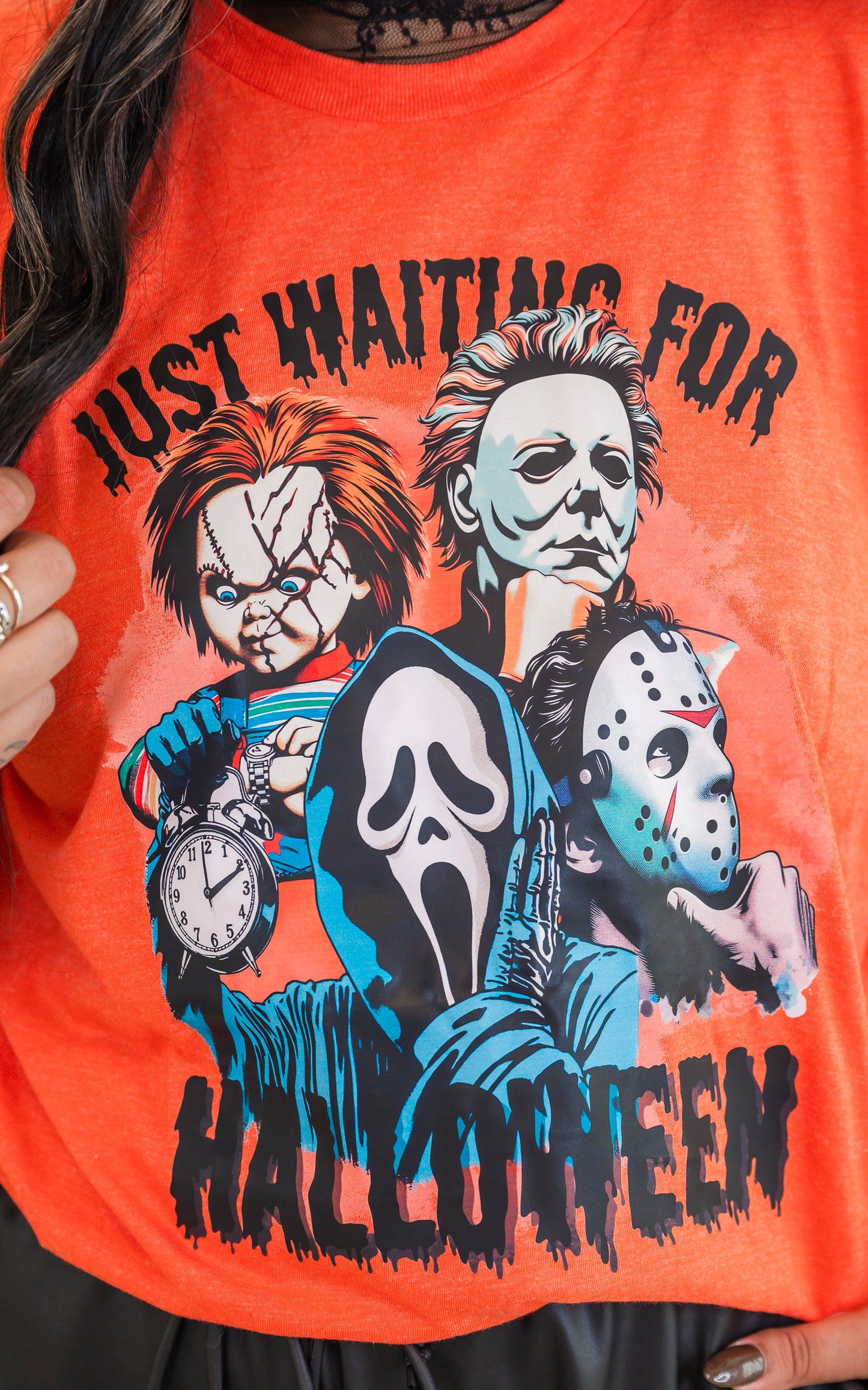 Just Waiting for Halloween Graphic T-shirt - FINAL SALE