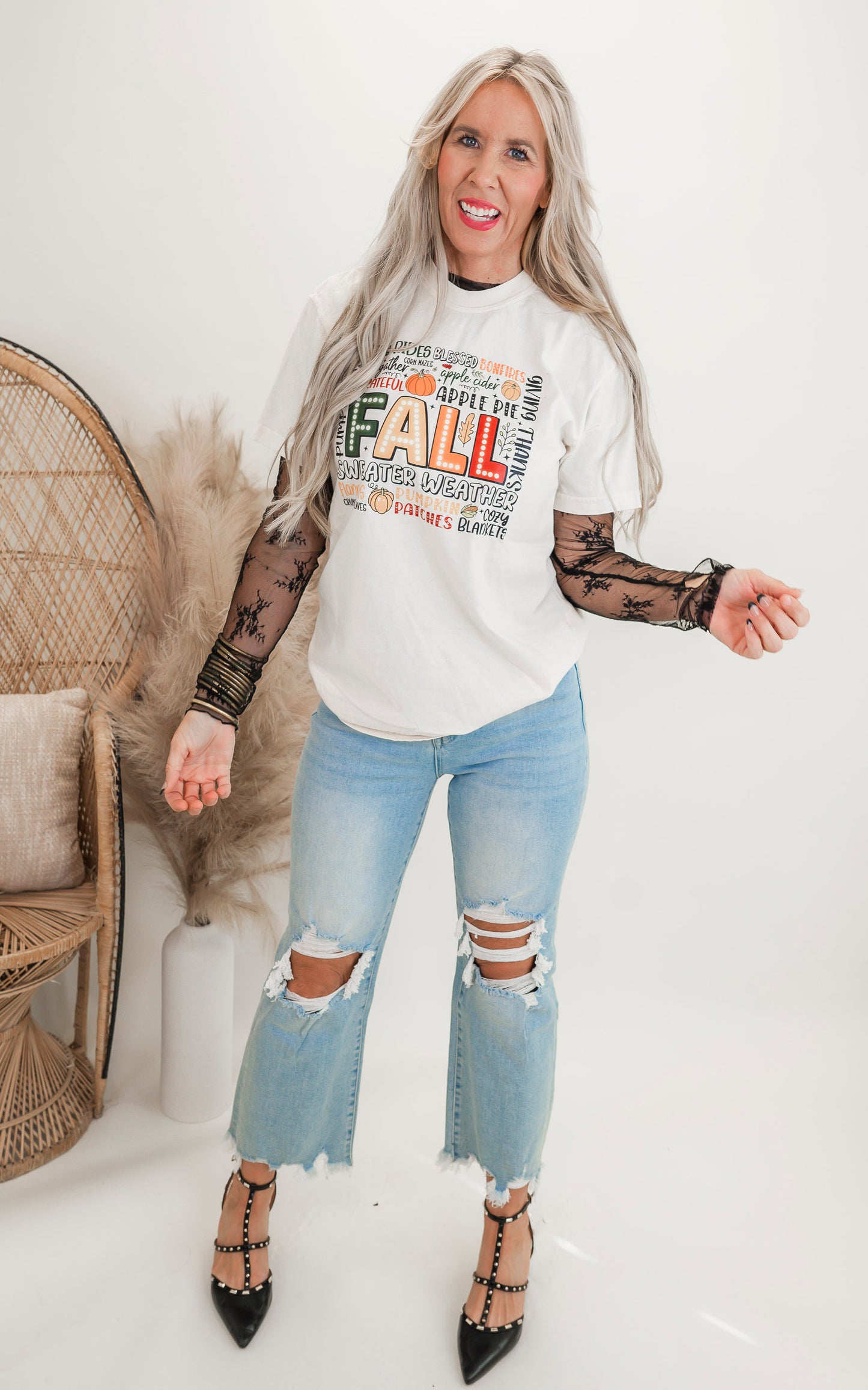 Fall Inspired Garment Dyed Graphic T-shirt