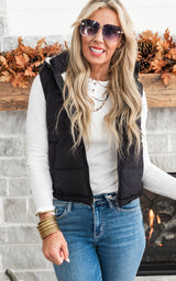 Hooded Puffer Vest With Fleece Lining