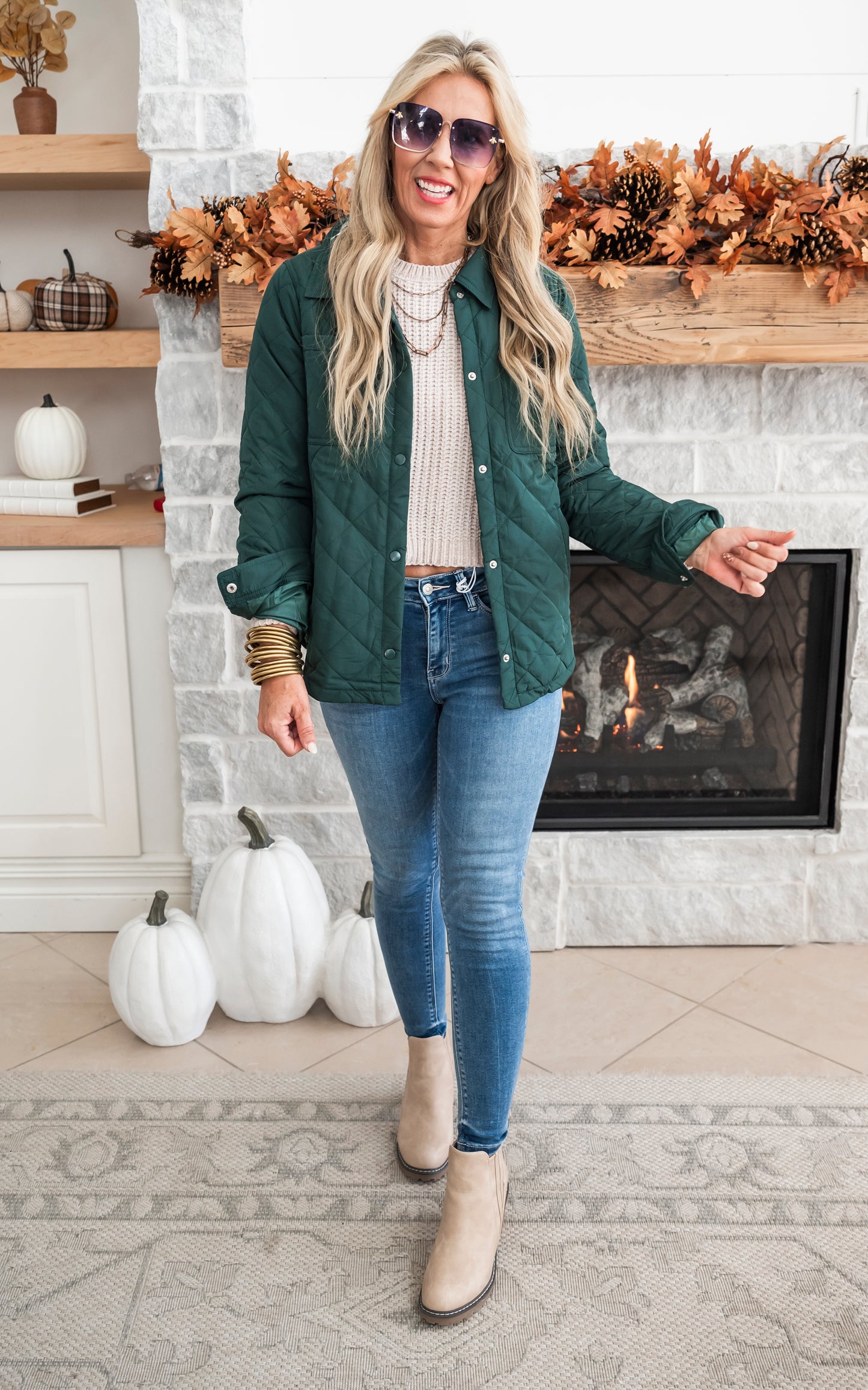 Quilted Jacket - Hunter Green