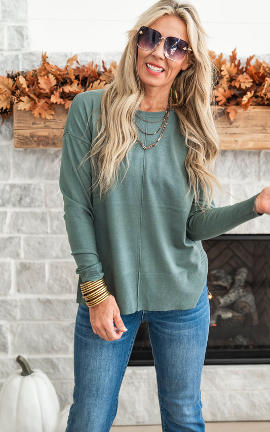 Keep it Classy Olive Boat Neck Sweater