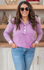 Washed Baby Waffle Long Sleeve Henley Top - Final Sale