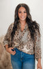 Taupe Leopard 3/4 Sleeve Blouse Top