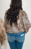 Taupe Leopard 3/4 Sleeve Blouse Top