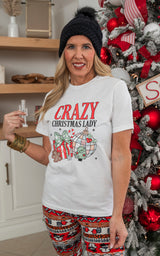 Crazy Christmas Lady Graphic T-shirt**
