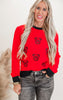 Sequin Multi Bull Dog Knit Long Sleeve Sweater