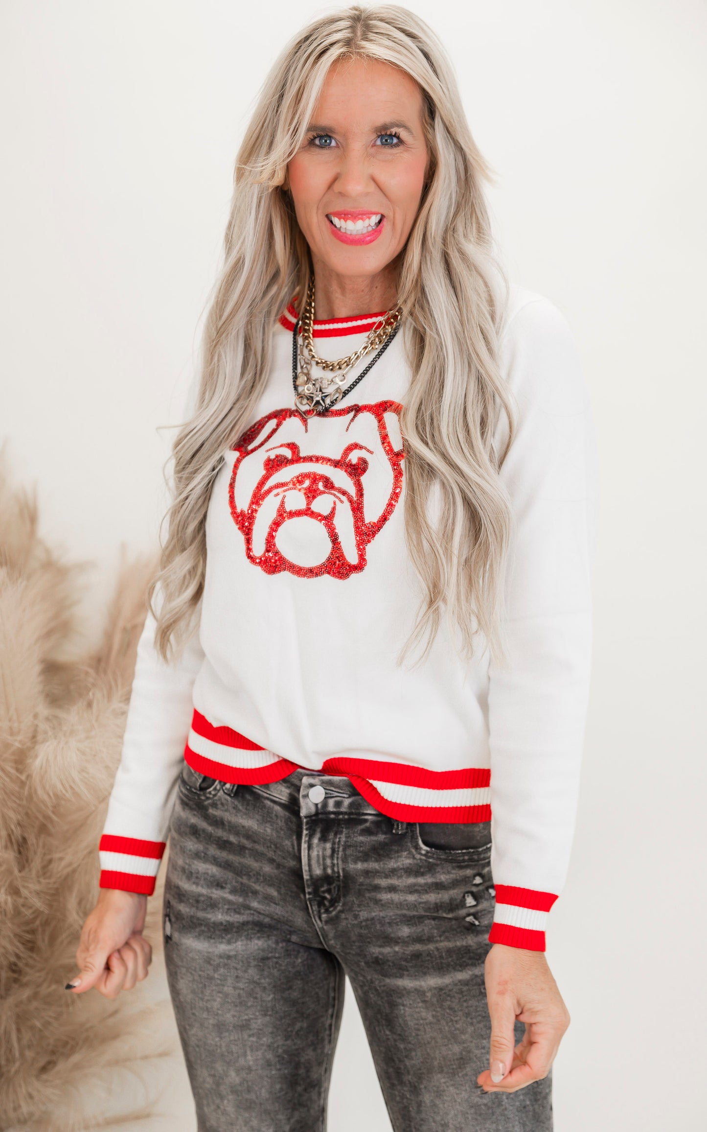 Bulldog Sequin Sweater