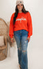 Pumpkin Letter Embosed Sweater Top