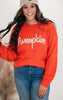 Pumpkin Letter Embosed Sweater Top