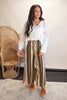 Printed Side Slit Smocked Waist Wide Pants