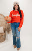 Pumpkin Letter Embosed Sweater Top