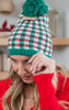 Checkered Holiday Beanie w/ Pom