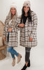 Ivory Double Breasted Plaid Long Coat