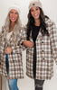 Ivory Double Breasted Plaid Long Coat