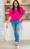 Hot Pink Solid Dolman Sleeve Top