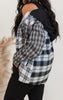 Black Hooded Contrast Plaid Jacket