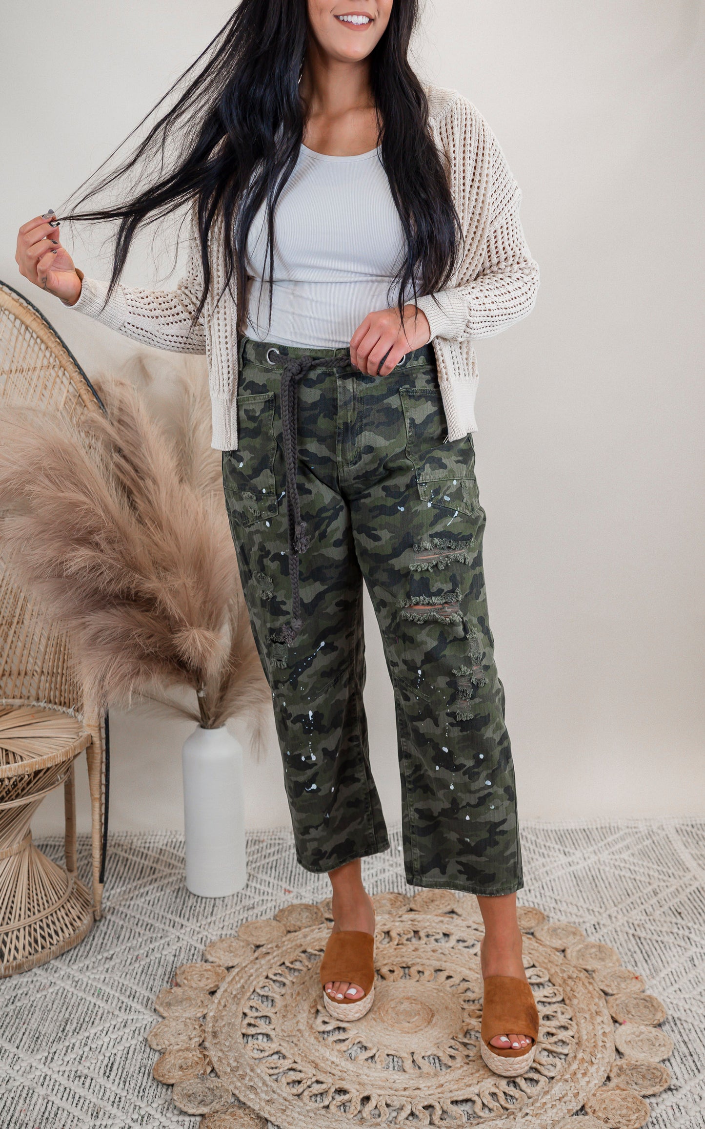 Washed Distressed Camo Pants | Oli & Hali